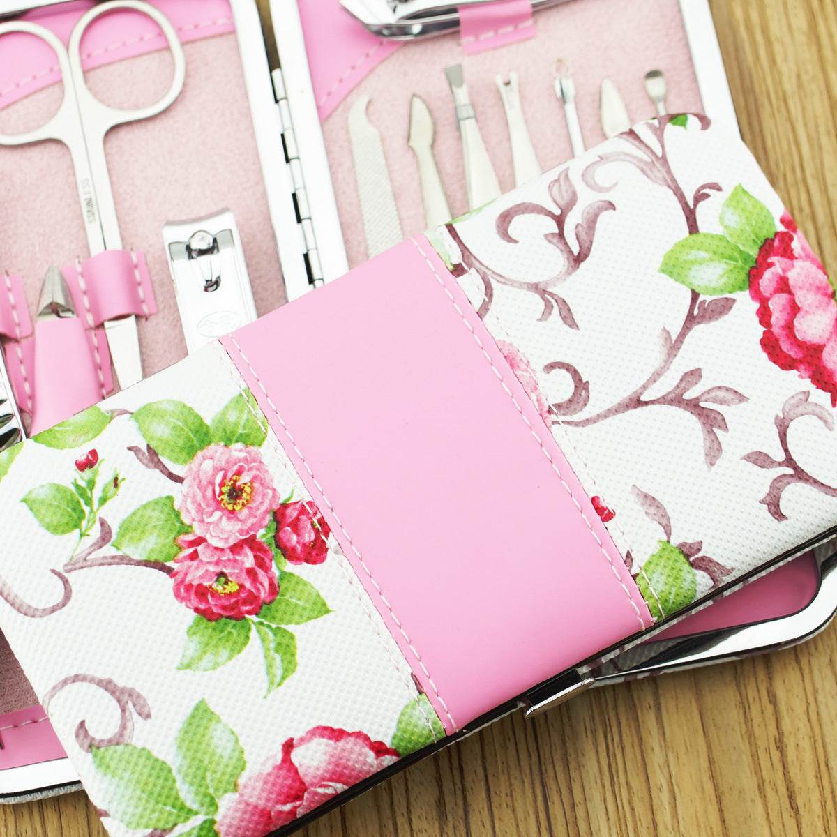 Nail Clipper Set Stainless Steel 12 Piece Pink Flower Nail Scissors Manicure manicure tools rose -12 - ProTrendyz