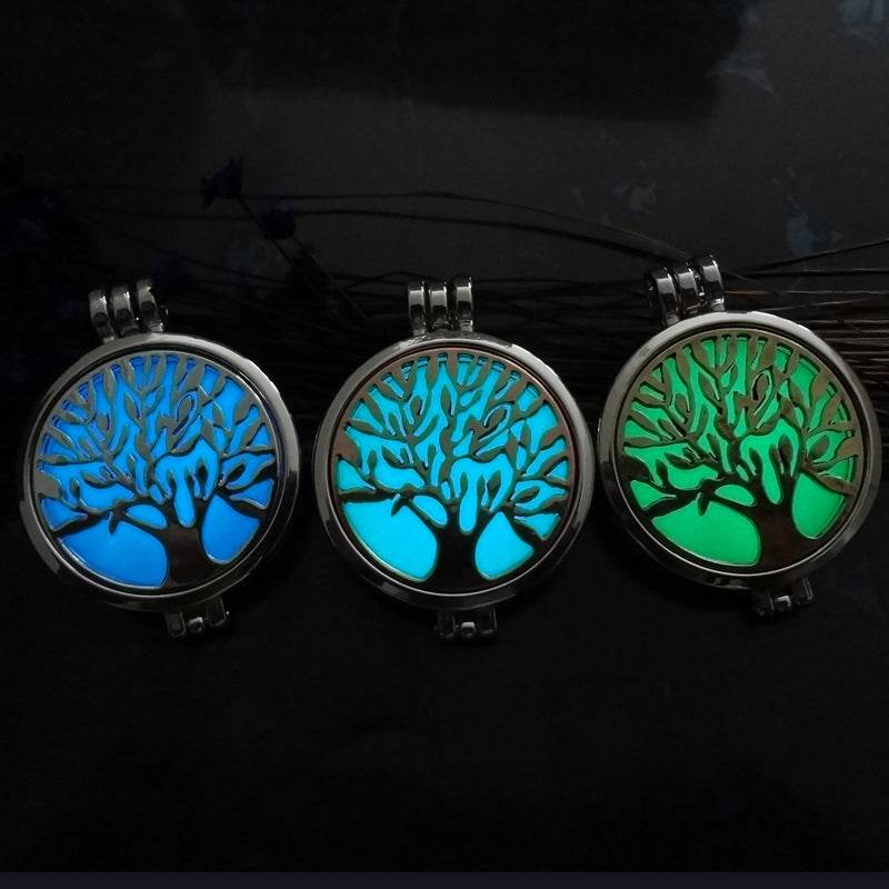 Luminous Life Tree phase box aromatherapy necklace canthe luminous fragrance divergent Necklace manufacturer direct selling - ProTrendyz
