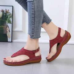 Casual Sandals Women's Wedge Heel Solid Color Flip Flop Sandals - ProTrendyz