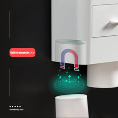 Non-marking Hanging Magnetic Toothbrush Holder Single Drawer Storage Rack With Toothpaste Squeezer Toiletry Set - ProTrendyz