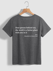New Fashion Womens Letter T-Shirt Round Neck Short Sleeve Slogan Tee Top - ProTrendyz
