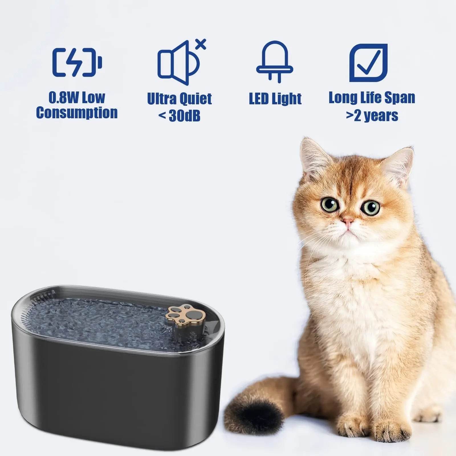 3L Cat Water Fountain Filter Automatic Drinker For Dogs Cats Pet Water Dispenser Ultra-Quiet Water Dispenser With LED Light Pet Products - ProTrendyz