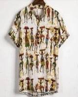Slim shirt men contrast color printing shirt men - ProTrendyz