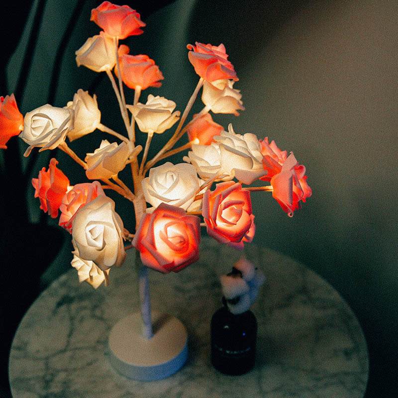 Rose Flower Lamp USB Battery Operated LED Table Lamp Bonsai Tree Night Lights Garland Bedroom Decoration Lights Home Decor - ProTrendyz