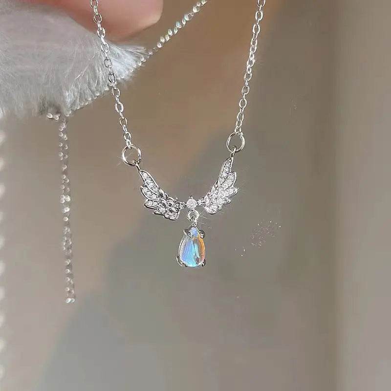 Vintage Gothic Heart Crown Angel Wings Pendant Necklaces For Women Fashion Exquisite Love Shape Clavicle Chain Choker Jewelry Fashion Jewelry - ProTrendyz