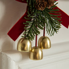 Christmas Little Bell Shape Velvet Bow Small Hanging Piece
