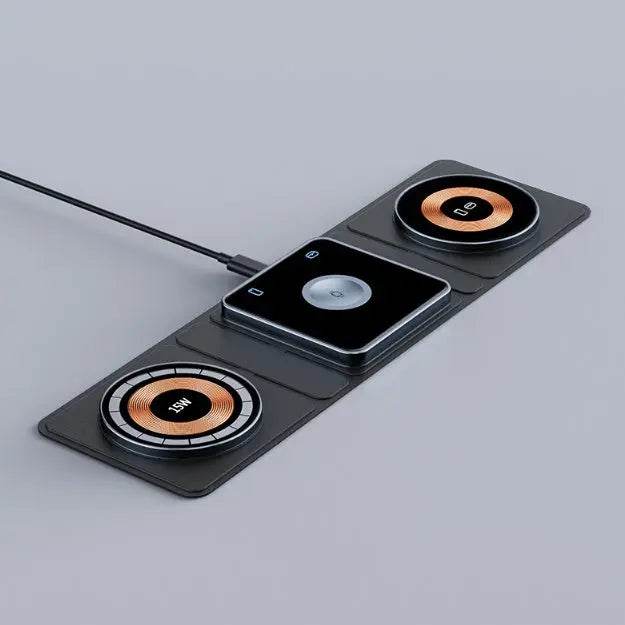 3 IN 1 Magnetic Folding Wireless Charger Station For IPhone Transparent Fast Charging For IWatch And Airpods - ProTrendyz