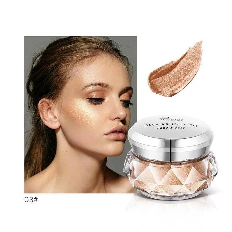 Face Highlighter Jelly Gel Mermaid Eyeshadow Glow Body Glitter Festival Makeup Iluminador Gold Liquid Highlighter Bronzer - ProTrendyz