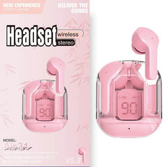 New Mini Transparent Wireless Bluetooth Headset Digital Display ENC Noise Reduction True Wireless Sports Music - ProTrendyz