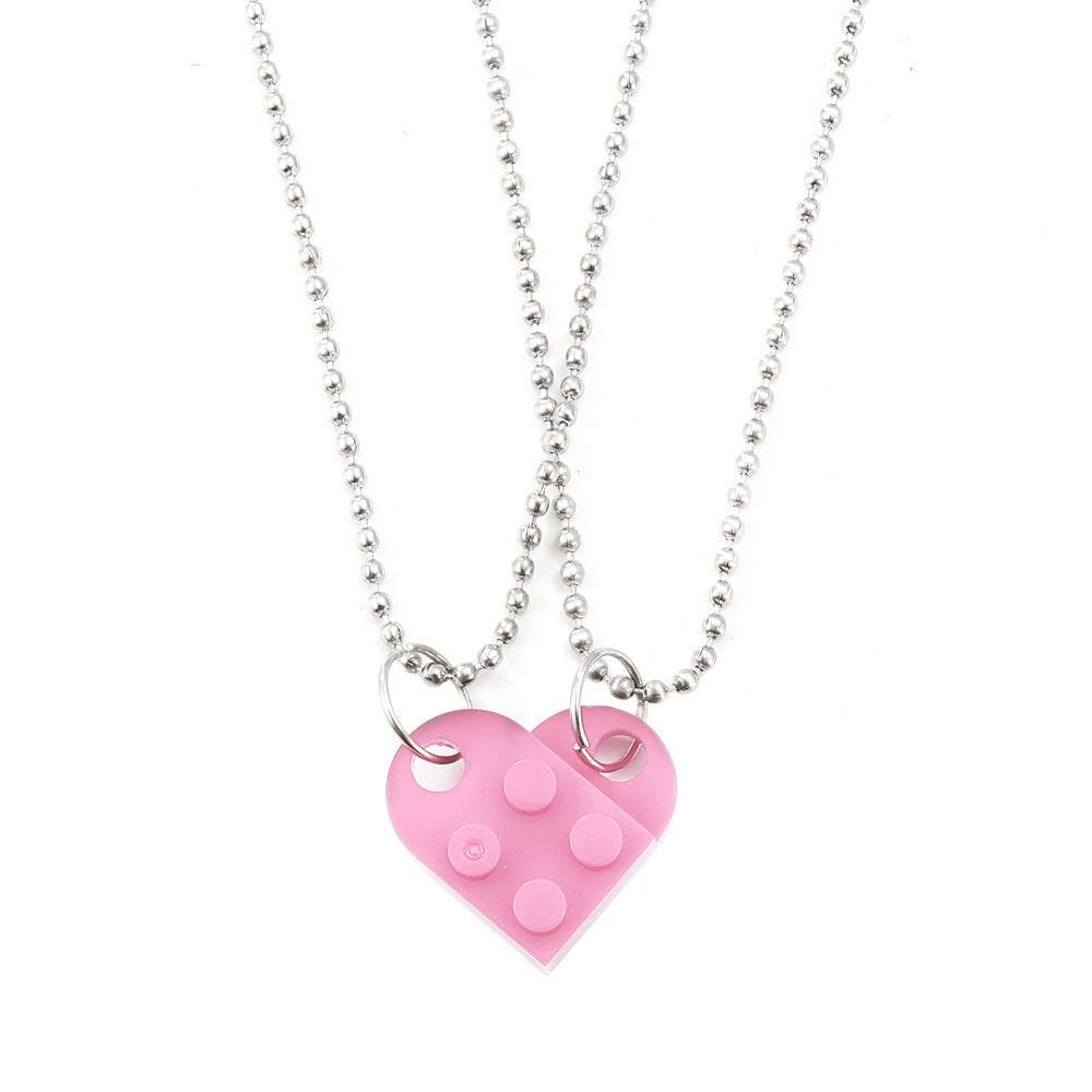 Valentines Day Gift New Jewelry Heart Necklace Love Stitching Acrylic Couple Necklace Valentines Jewelry - ProTrendyz