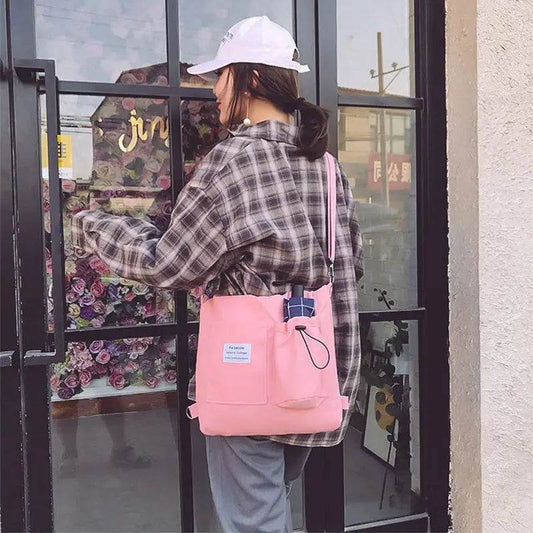 Harajuku Canvas Bags Students Handbag With Pockets Preppy Buckpack Shoulder Bag For Women US - ProTrendyz