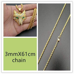 Men Stainless Steel Necklace Gold Color Viking Wolf Head Necklace Pendant With Chain Iced Out Norse Talisman Ethnic Jewelry - ProTrendyz