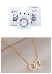 Rotating Bear Gift Box Eternal Rose Teddy Bear Jewelry Box With Necklace Valentine Wedding Special Present For Girlfriend Anniversary Gift Jewelry Box
