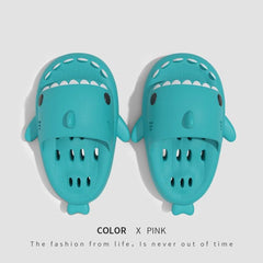 Shark Slippers With Drain Holes Shower Shoes For Women Quick Drying Eva Pool Shark Slides Beach Sandals With Drain Holes - ProTrendyz
