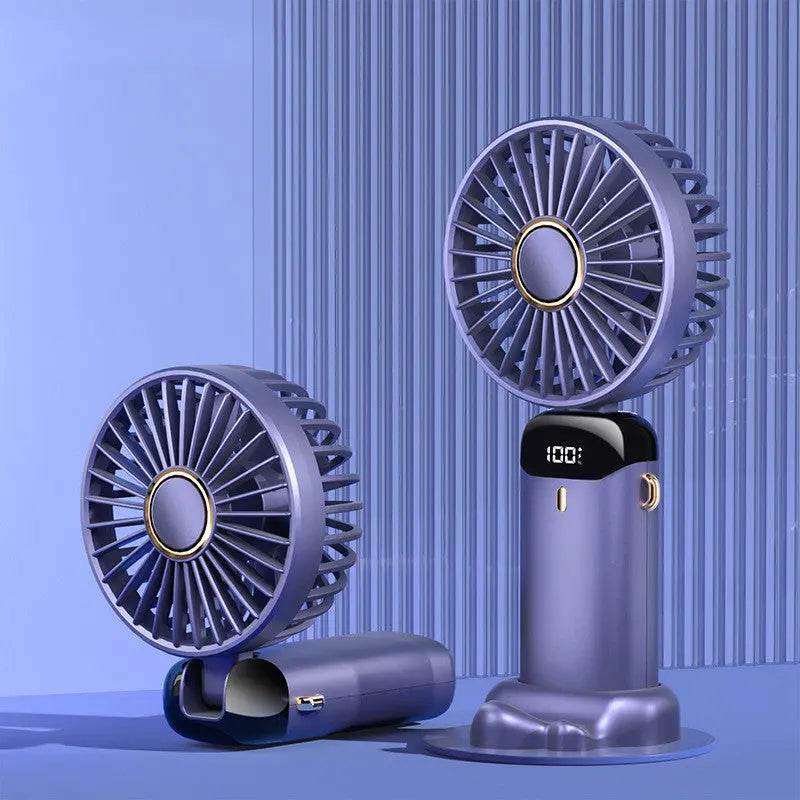 USB Rechargeable Mini Portable Handheld Electric Fan Foldable Neck Hanging Outdoor Fan Adjustable 5 Speed Powerful Air Cooler - ProTrendyz