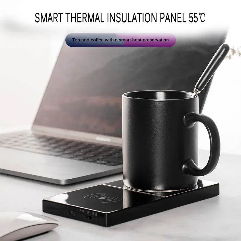 2 In 1 Heating Mug Cup Warmer Electric Wireless Charger For Home Office Coffee Milk - ProTrendyz