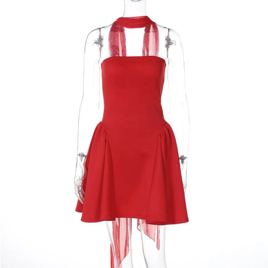 Sexy Tube Top Dress With Back Zipper Design Ins Fashion Short Dress For Party Clothing Women - ProTrendyz