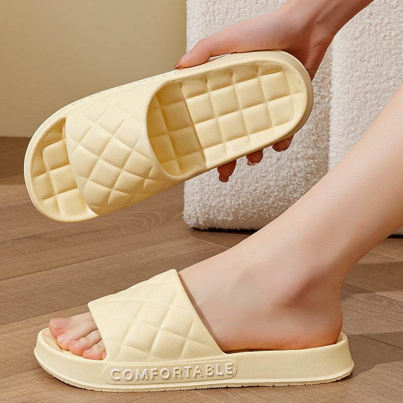 Men's Home Slippers With Plaid Design Soft-soled Silent Indoor Floor Bathing Slippers Women House Shoes Summer - ProTrendyz