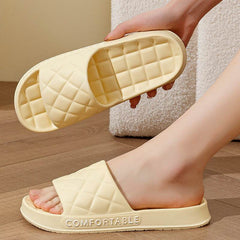Men's Home Slippers With Plaid Design Soft-soled Silent Indoor Floor Bathing Slippers Women House Shoes Summer - ProTrendyz