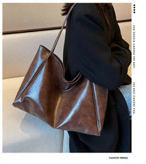 Vintage Women's Tote Bag Athletic Casual Fashion Large Capacity Leather Shoulder Bag Shopper Harajuku Simple Handbag US - ProTrendyz