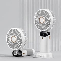 USB Rechargeable Mini Portable Handheld Electric Fan Foldable Neck Hanging Outdoor Fan Adjustable 5 Speed Powerful Air Cooler - ProTrendyz