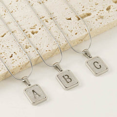Alphabet Necklace 26 Letters Hollow Out Square 18K Necklace Fashion Jewelry - ProTrendyz