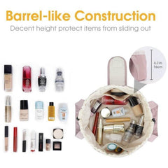 Barrel Drawstring Makeup Bag Large Capacity Women's Cosmetic Bag Toiletries Organizer Pouch Lady Travel Storage Case - ProTrendyz