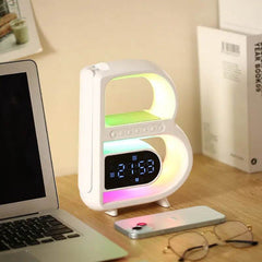 2025 New B-Shaped Bluetooth Speaker Multifunctional Smart Music Rhythm Lighting Phone Wireless Charger TF Card AUX Input Standard Mode - ProTrendyz