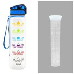 1L Tritan Water Bottle With Time Marker Bounce Cover Motivational Water Bottle Cycling Leakproof Cup For Sports Fitness Bottles - ProTrendyz