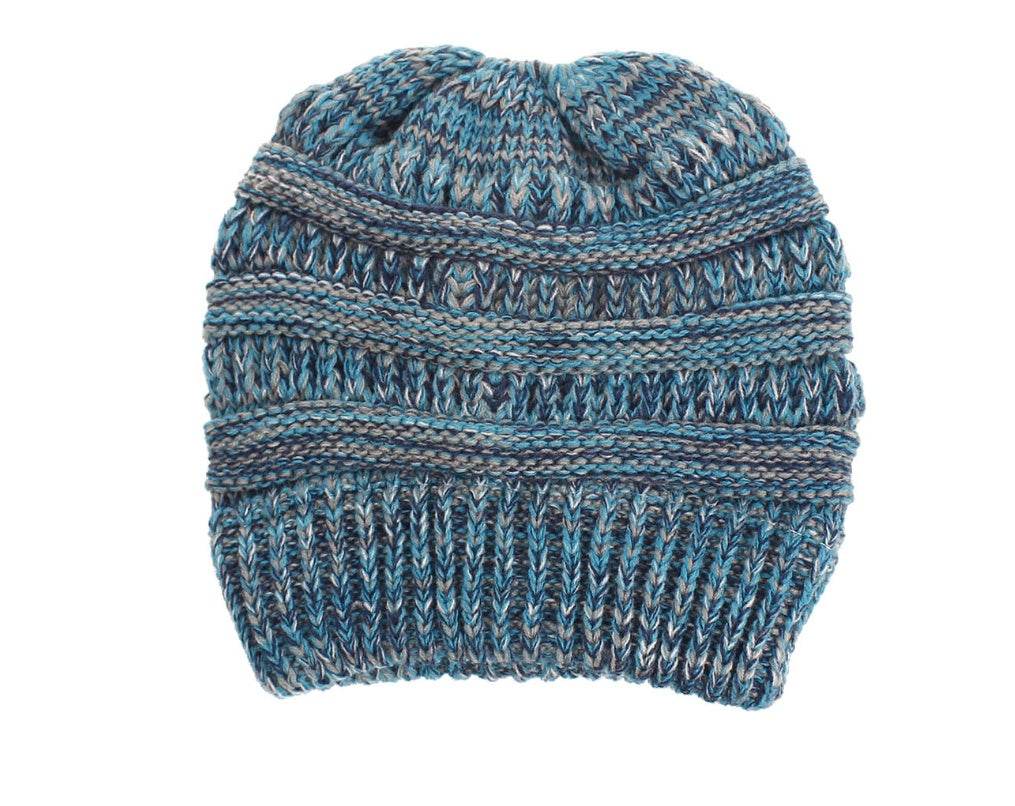 Mixed Color Knitted Wool Hat Ladies Non-labeled Ponytail Hat - ProTrendyz