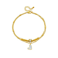 Fashion Jewelry Boho Classic Love Heart Ankle Chain Double Layer Chain Bracelet Anklet Charm Tassel Leg Chain On Foot Chain Women Party Jewelry Accessories - ProTrendyz