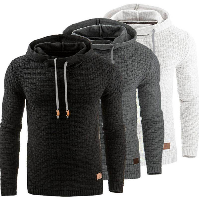 Men's Jacquard Sweater Long-sleeved Hoodie Warm Color Hooded Sweatshirt Jacket - ProTrendyz