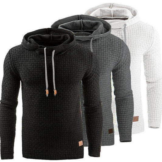 Men's Jacquard Sweater Long-sleeved Hoodie Warm Color Hooded Sweatshirt Jacket - ProTrendyz