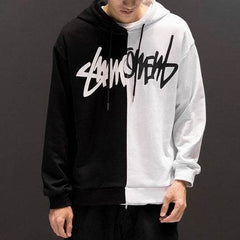 Women Patchwork Casual Hoodies Fall Winter Letter Printing Loose Pullover Men High Street Fashion Hooded Sweatshirts - ProTrendyz