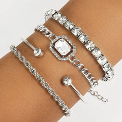 Fashion Jewelry 4 Pcs Crystal Bracelet Set Bohemian Design For Women Vintage Luxury Twisted Cuff Chains Armband Jewelry Accessories - ProTrendyz