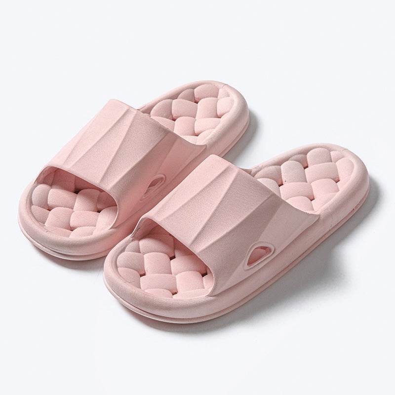 New Woven Texture Non-slip Slippers For Women Summer Indoor Floor Bathroom Home Slipper Men House Shoes - ProTrendyz