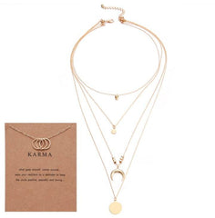 Multi-layer Moon Pendant Necklaces for Women Bohemian Wafer Elegant Necklace - ProTrendyz