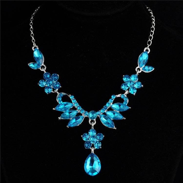 Foreign trade explosion bride alloy diamond necklace earrings set wedding jewelry and jewelry accessories - ProTrendyz