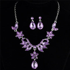 Foreign trade explosion bride alloy diamond necklace earrings set wedding jewelry and jewelry accessories - ProTrendyz