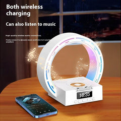 4 In 1 Wireless Bluetooth-compatible Speaker Charging Pad Bedside Lamp With Alarm Clock Wake-Up Light For Bedroom Support USB Drive TF Card - ProTrendyz