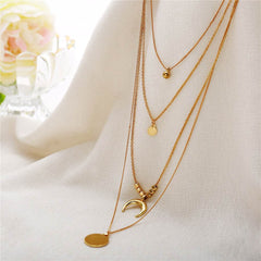 Multi-layer Moon Pendant Necklaces for Women Bohemian Wafer Elegant Necklace - ProTrendyz