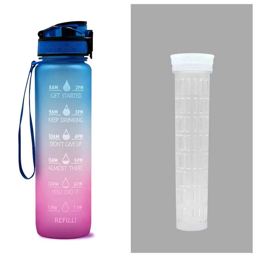 1L Tritan Water Bottle With Time Marker Bounce Cover Motivational Water Bottle Cycling Leakproof Cup For Sports Fitness Bottles - ProTrendyz