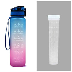 1L Tritan Water Bottle With Time Marker Bounce Cover Motivational Water Bottle Cycling Leakproof Cup For Sports Fitness Bottles - ProTrendyz