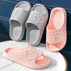 Cute Cat Slippers Summer Women Home Shoes Bath Thick Platform Non-Slip Slides Indoor Outdoor - ProTrendyz