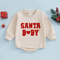 Christmas Clothes For Girls Boys Casual Sweatshirt Romper Cute Letter Long Sleeve Jumpsuit Newborn Bodysuits - ProTrendyz