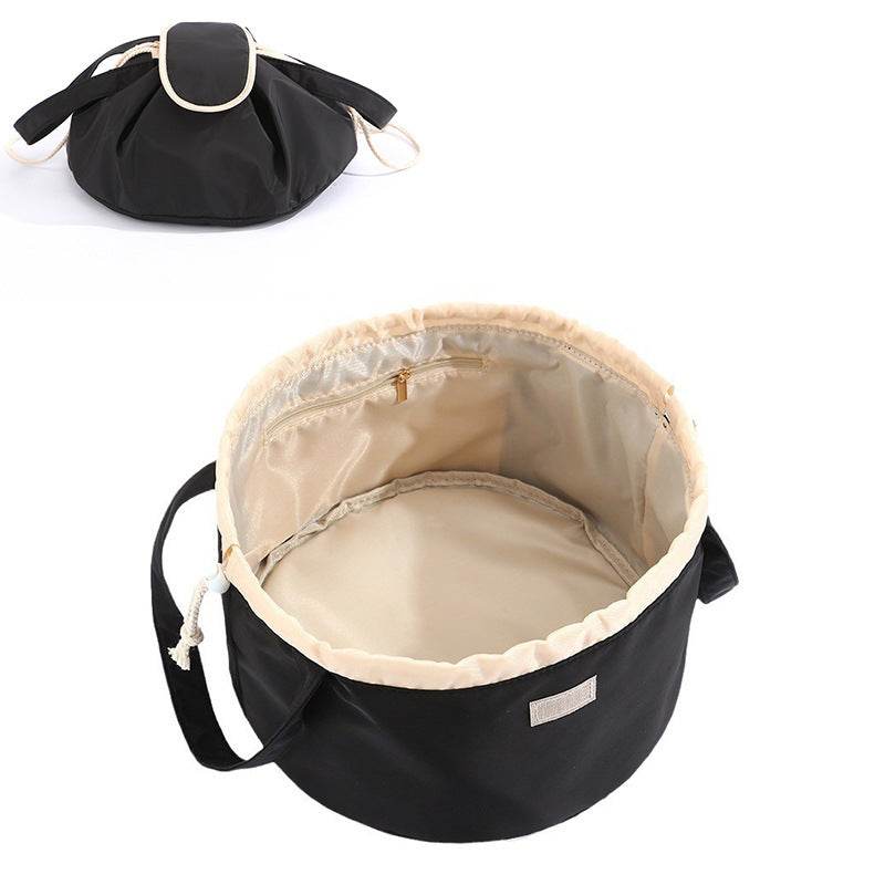 Barrel Drawstring Makeup Bag Large Capacity Women's Cosmetic Bag Toiletries Organizer Pouch Lady Travel Storage Case - ProTrendyz