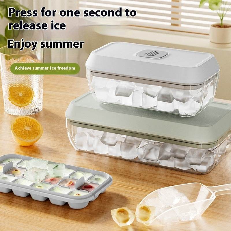32 Grid Silicone Ice Cube Tray Mould With Lid Shovel Storage Box Remove With One Click Ice Maker DIY Whiskey Cocktail Tools Summer Kitchen Gadgets - ProTrendyz