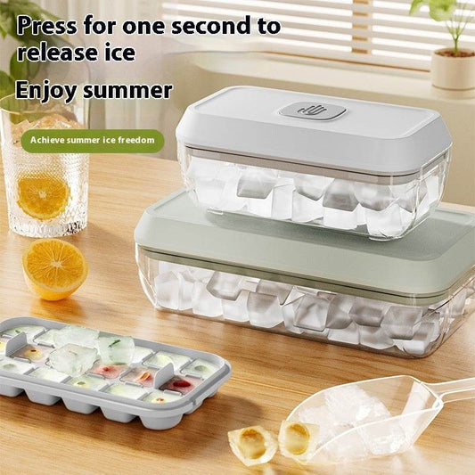 32 Grid Silicone Ice Cube Tray Mould With Lid Shovel Storage Box Remove With One Click Ice Maker DIY Whiskey Cocktail Tools Summer Kitchen Gadgets - ProTrendyz