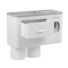 Non-marking Hanging Magnetic Toothbrush Holder Single Drawer Storage Rack With Toothpaste Squeezer Toiletry Set - ProTrendyz