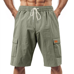 Loose Sports And Leisure Solid Color Linen Drawstring Shorts